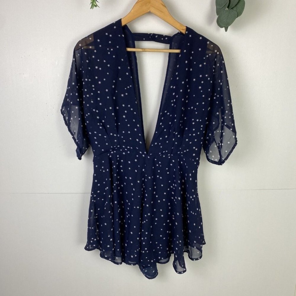 Lioness Size M Playsuit Romper Low Cut front & Back Navy Stars Party - Picture 1 of 11